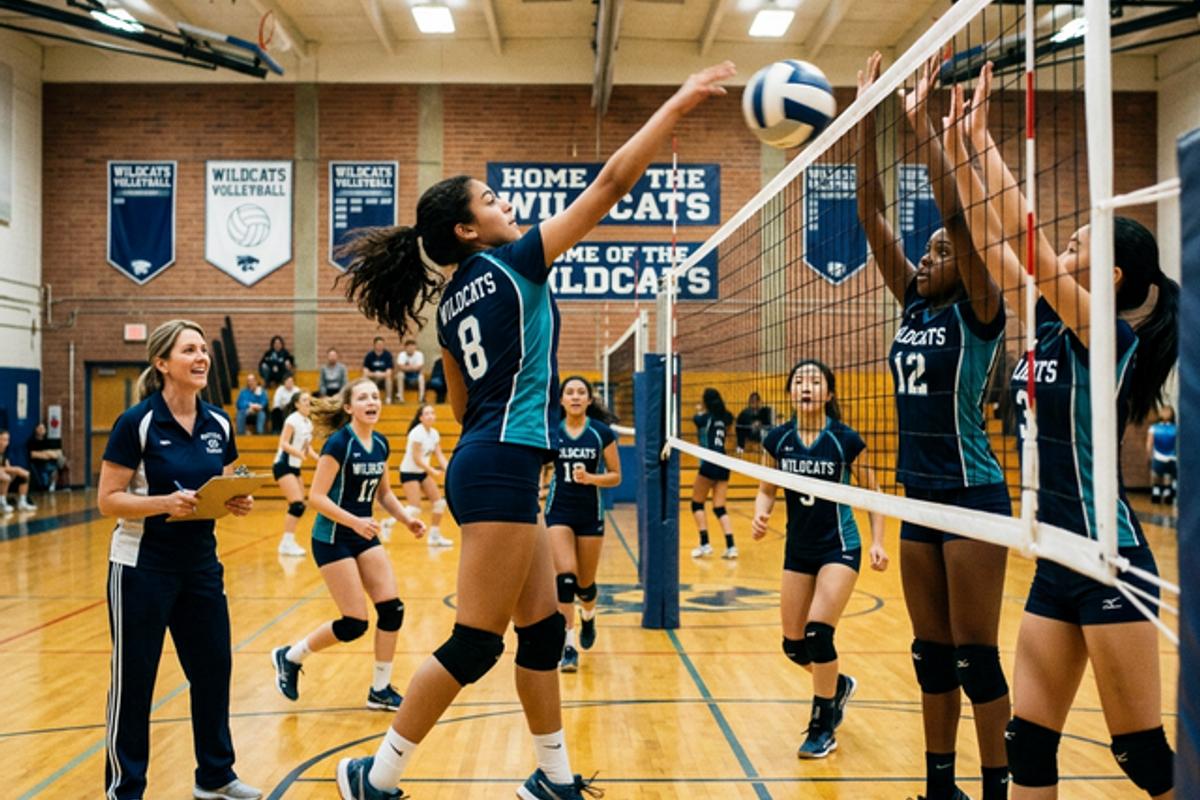 Youth volleyball action